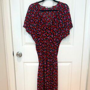 ZARA MINI ROSES BLACK, RED, PINK MAXI DRESS